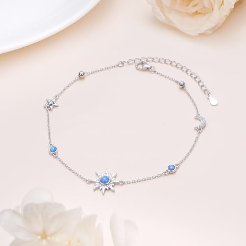 Image of S925 Sterling Silver Anklet for Women Adjustable Plus Foot Ankle Bracelet