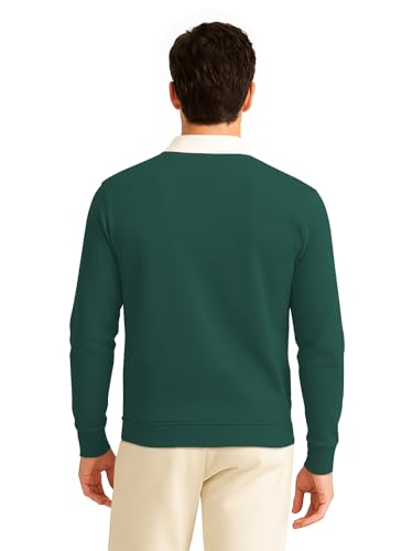 Image of BULLMER Solid Polo Neck Full Sleeve Cotton Blend Tshirt with Rib for Men | Stylish Full Hand Tshirt for Men