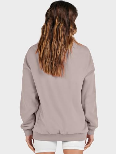 Image of ANRABESS Womens Oversized Sweatshirts Mock Neck Pullover | Cozy Fleece Long Sleeve Tops, Casual Daily Wear, Going Out & Preppy, Loose Fit, 2026 Fall Winter Trendy Outfits