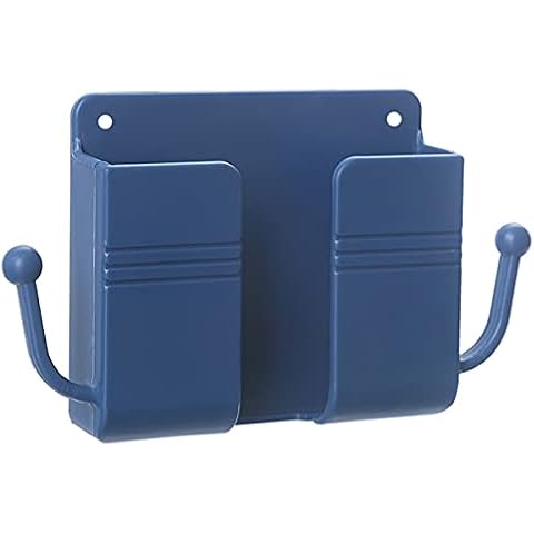 XUSHAN Adhesive Remote Control Holder, Wall Mount Media Player Controller Holder, TV Remote Organizer Caddy Box for Bedside, Storage Case with Bottom Slot for Phone Charging(Blue(1PC)) Cover