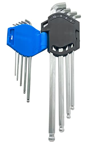 Nordwolf 9-Piece Metric Ball End Stubby Allen Wrench Set, Long Arm Hex L-Keys Made From S2 Steel, Sizes 1.5Mm To 10Mm #TOP6