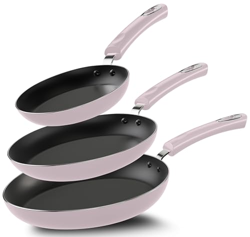 Image of Utopia Kitchen Nonstick Cookware 3 Piece Set, Non-Stick Frying Pans with Induction Bottom, 8, 9.5 & 11 Inches Frying Pans with Bakelite Handles, PFOA Free, Purple & Black