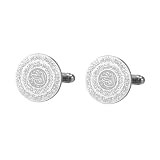 Dreamtimes Gemelos islámicos con el Ayatul Kursi para hombre: Corán, Alá, joyas de Alá, gemelos con caligrafía árabe del Ayatul Kursi para hombre, Islam, Eid, Ramad (Plata-1)