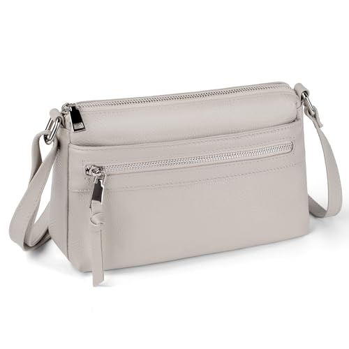 befen Bolso Bandolera Mujer de Piel Auténtica Bloqueo RFID Bolso Cruzado Mujer Bandolera con Correa Ajustable para Compras, Viaje y Trabajo