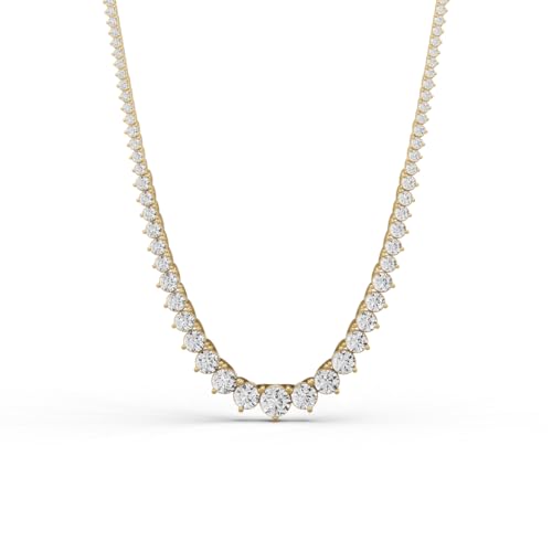 TimeLess Classics Tennis Graduated Lab Grown Diamond Necklace for Women in 14K White and Yellow Gold From 7-25 CTTW2