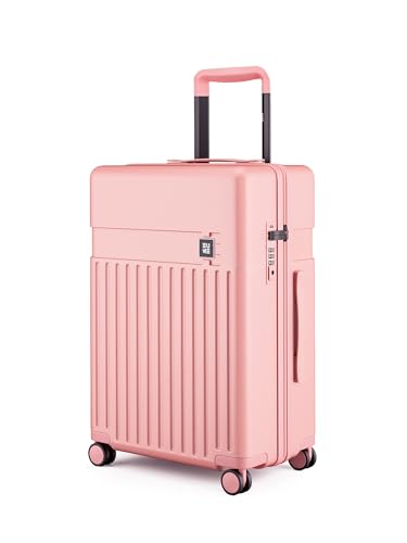 Image of EUME Classic Check-in Large 75 Cm Luggage Trolley Bags for Travel, Pink Blaze | Polycarbonate (PC) 8 Hinomoto Wheels Suitcase | Trolley Bag Large Size