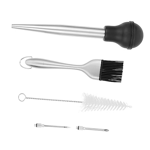 GRIRIW Stainless Steel Turkey Injector Set Meat Injection Pump for Barbecue Cooking Grilled Meat 2pcs