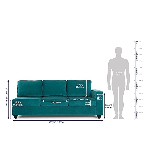 Image of Wakefit Sofa Set | 3 Year Warranty | Sofa 3 Seater, 3 Seater Sofa for Living Room, Wooden Sofa Set, 3 Seater + Left Aligned, Sofa for Living Room - Napper(Malphino : Malibu Green)