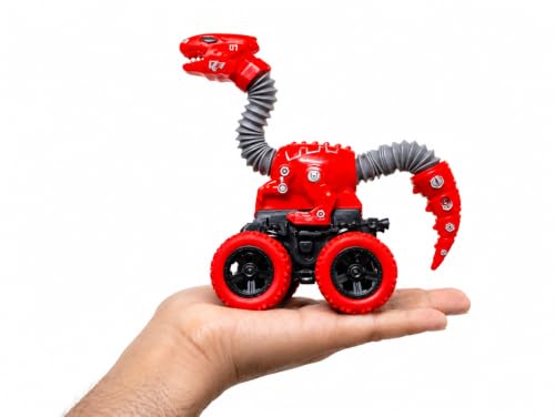 Image of Jurassic Dinosaur Monster Truck Toy for Kids | Push & Go 360 Stunt Car with Flexible Pop Tube Neck & Tail | Off-Road Monster Vehicle | No Battery Required | Gift for Boys & Girls 3+ Years