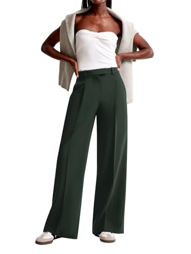 Image of NIMIN Women Wide Leg Pants High Waisted Dressy Work Trousers Business Casual Palazzo Pants with Pockets