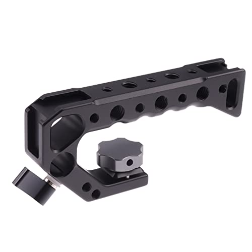 Hersmay Universal Camera Cage Top Handle Grip with ARRl Locating Cold Shoe Mount, 1/4" and 3/8" Screw Mount Hersmay Universal Camera Cage Top Handle Grip with ARRl Locating Cold Shoe Mount, 1/4" and 3/8" Screw Mount