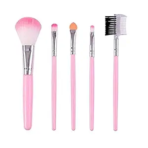 SQUICKLE Synthetic Bristle Foundation Brush For Women || Face and Eyeshadow Makeup Brush Kit || Portable Eyes Makeup Brush Set (Set Of 5)