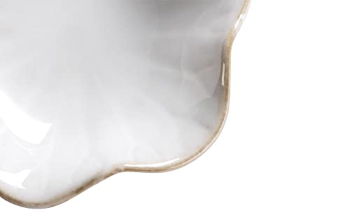 Image of JAMEND CLXP Lotus Leaf Shape Ring Holder Dish, Small Key Bowl, Ceramic Trinket Tray Jewelry Dish Organizing Necklace Earrings for Mom Friend Sister, White. All Jewelries Are NOT Included.