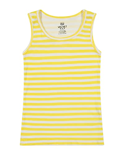 Pink Velvet Girls Tank Tops - Printed Sleeveless Cotton Cami- Pack Of Three For Little And Big Girls 4 And Up (6X, Daisy, Yellow Striped, Black,) #TOP3