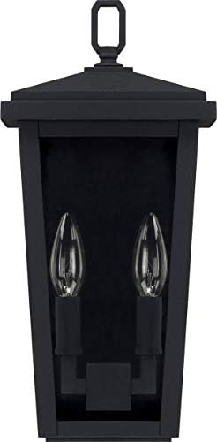 Capital Lighting 926221BK Donnelly Clear Glass Outdoor Wall Sconce, 2-Light 120 Total Watts, 15" H x 7" W, Black