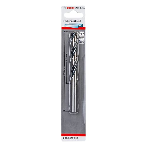 Bosch Professional 1x Forets hélicoïdaux HSS PointTeQ (pour métal, emmanchement réduit 10,5 x 87 x 133 mm, accessoires pour perceuse-visseuse)