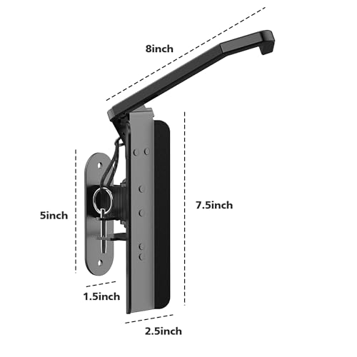WiwiIron Suporte de parede giratório para bicicleta, suporte vertical de parede de bicicleta para ga
