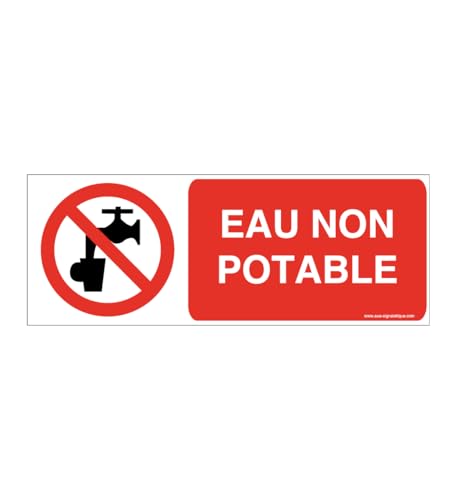AUA SIGNALETIQUE - Panneau Eau non potable - 160x60 mm, PVC 1.5mm