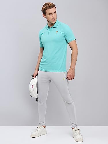 Image of TECHNOSPORT Men's Polyester Slim Fit Self-Design Short Sleeve Polo Matpiq T-Shirt with Anti Microbial, Techno Dry for Regular and Casual Use
