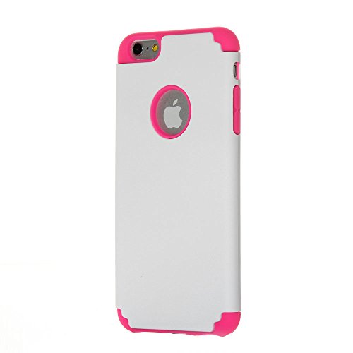 iPhone 6s Plus Case, Lumsing Hard Soft Rubber Hybrid Shockproof Impact Rugged Armor Defender Case Protective Cover for Apple iPhone 6/6s Plus White/Rose