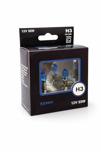 LIGHTWORLD24 Halogen Auto Lampen H3 12V 6000K Kalt Weiß Xenon Optik Ultra White Look Birnen Lampe Abblendlicht Nebelscheinwerfer Fernlicht Kurvenlicht PK22s Sockel 2 Stück