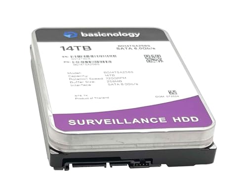 Image of Basicnology Surveillance HDD 14TB 7200RPM SATA 6Gb /s 128MB Cache 3.5inch Internal Surveillance Hard Drive (BG14TSA256S) - 3 Years Warranty (Renewed)