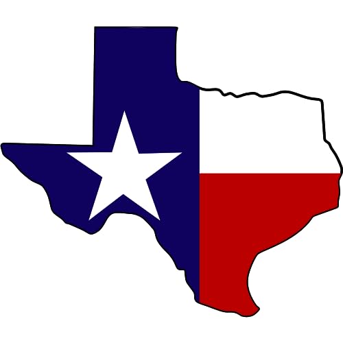 Imán con bandera de Texas en forma de estado 5 pulgadas