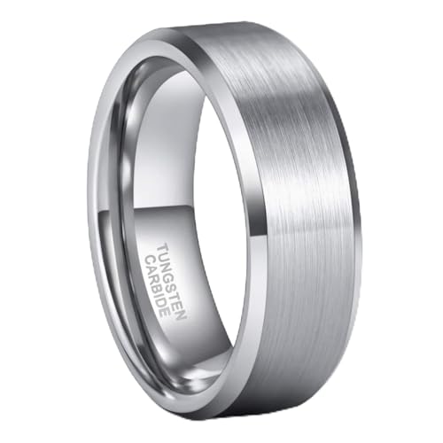 Image of Frank S.Burton Tungsten Ring for Men Women 3mm 4mm 6mm 8mm Beveled Edge Matte Silver Band Comfort Fit Size 4-15