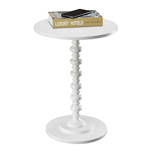 Image of Convenience Concepts Palm Beach Spindle Table 17.75 inch - Traditional Round End Table for Living Room, Turned Solid Wood Side Table, Classic Display Pedestal Table, White