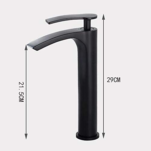 Robinet mitigeur de lavabo haut cascade noir pour salle de bains chic - 3