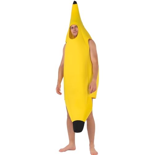 JYNVO Fato divertido de banana para adultos, fantasia leve de frutas para Halloween, confortável, divertido, unissexo, fácil de colocar e tirar para festas temáticas, Natal, cosplay