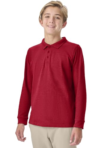 Image of Classroom Uniforms Long Sleeve Pique Polo T-Shirt for Men and Women CR835X, 2XL, Red