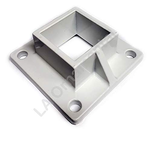 Floor Flange 2" x 2" Square Aluminum Fence Posts Heavy Duty, Deck Mount White, Lot of 12 Pieces
