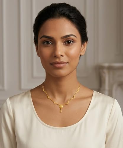 Image of P.C. Chandra Jewellers Swarna Rekha 22KT (916) Yellow Gold Necklace for Women & Girls - 1.22 gram