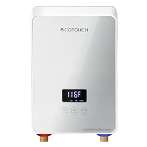 Tankless On Demand Water Heater Electric 240V, ECOTOUCH 5.5KW Hot Water Heater For Sink, Electric Instant Hot Water Heater, Overheating Protection, Sliver
