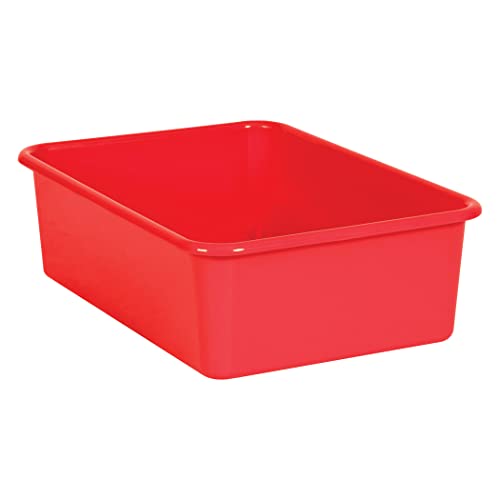 Bac de rangement plastique rouge grand format pour organiser l'école