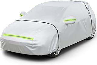 Favoto pokrowiec na samochód pełny garaż pokrowiec na samochód pyłoszczelny wodoodporny pokrowiec na samochód plandeka na zimę i lato na 400cm-435cm samochód hatchback 2.5kg