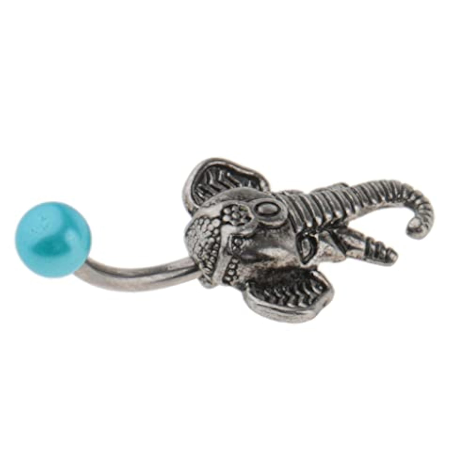 Antique Silver Elephant Belly Button Stainless Steel Navel Ring