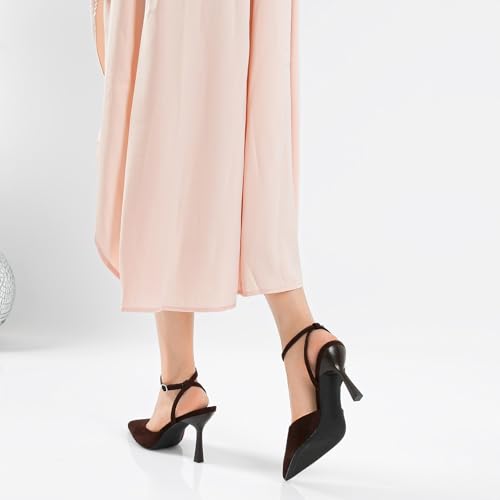 Image of Susanny Heels for Women Stiletto Closed Pointed Toe Backless Dress Shoes High Heels Sexy Kitten Pumps Wedding Guest Party Dance Prom Dressy Comfort Shoes