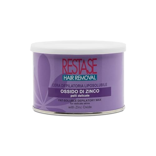 RESTASE | Cire dépilatoire liposoluble, oxyde de zinc, peaux délicates, 400 ml, fabriquée en Italie