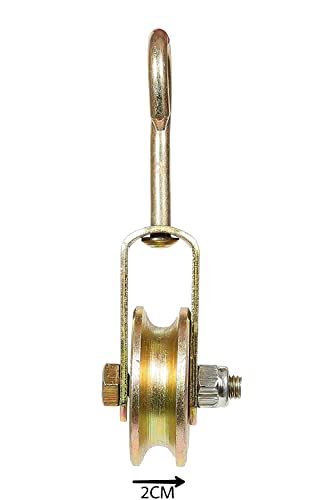 Image of Red Hate Solid Metal Roller Pulley with Hook for Lifting Rope, Gym, Exercise, Pull up bar, Climbing, Hanging, Gold