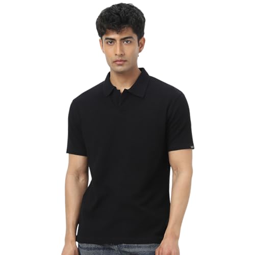 Image of Urbano Fashion Men's Textured Regular Fit Half Sleeve Cotton Polo T-Shirt