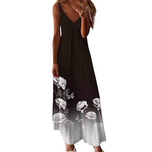 Robe fluide femme été sans manches à bretelles fines et motif floral