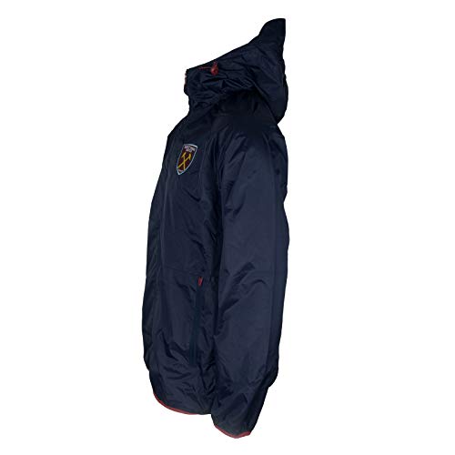 West Ham United FC - Chaqueta cortavientos oficial - Para hombre - Impermeable - Azul marino - Capucha - M