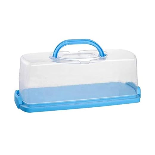 FEOOWV Portable Plastic Rectangular Loaf Bread Box with Transparent Lid, Bread Keeper for Carrying and Storing Loaf Cakes,Banana Bread,Pumpkin Bread,Quick Breads (Blue)