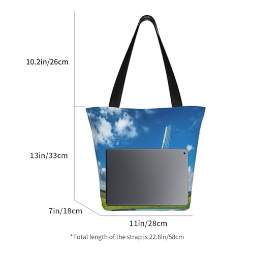 Windmill Blue Print Comfortable Shoulder Bag Summer HandbagTravel Beach Work Daily Use Versatile Carry 5