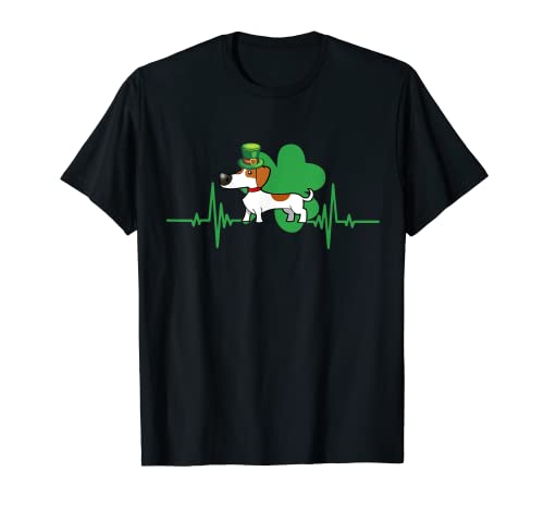 Dachshund Dog Heartbeat Leprechaun Shamrock St Patricks Day Camiseta