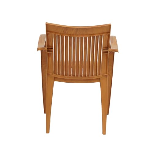 Image of Nilkamal CHR2209 Plastic Mid Back Chair |Set of 4|Stackable Chair|for Home, Dining Room, Bedroom, Kitchen, Living Room, Office, Outdoor, Garden |Pear Wood
