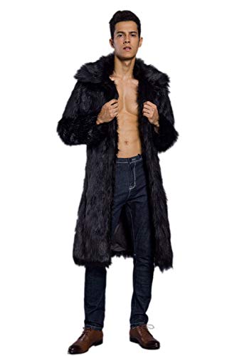 Old DIrd Men's Long Sleeve Fluffy Faux Fur Warm Coat
