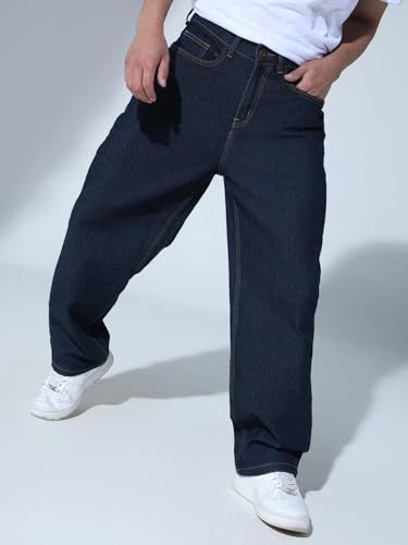 Image of Hubberholme Men Black Cotton Fabric Relaxed Fit Mid-Rise Stretchable Jeans